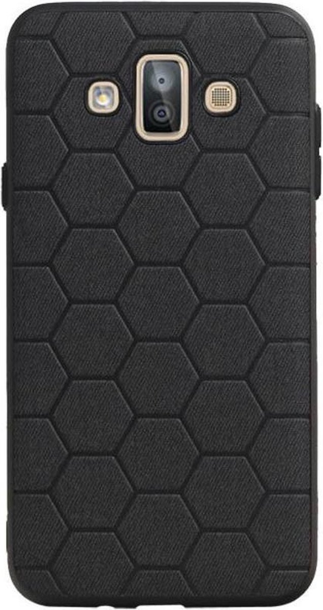 Zwart Hexagon Hard Case - achterkant hoesje voor Samsung Galaxy J7 Duo J720F