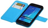 Mobieletelefoonhoesje.nl - Cross Pattern TPU Bookstyle voor Samsung Galaxy J1 Blauw