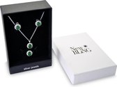 New Bling Gift Set 9NB SET010 56 Sieraden Geschenkset Zilveren Oorbellen 6x8 mm Collier 40+5 cm Ring maat 56 - Solitair Zirkonia steen - Zilverkleurig / Groen