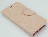 Xssive Hoesje Voor Huawei P8 - Book Case - Schubben Print - Licht Roze Soft Pink - geschikt voor 3 pasjes