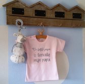Shirtje baby roze meisje tekst papa eerste vaderdag De Liefste papa is toevallig mijn papa| Lange of korte mouw | lichtroze | maat 56-110