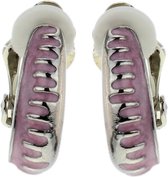 Clip oorbellen zilver-kleur met roze details