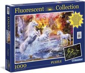 Clementoni Fluoriserende Puzzel - Wild eenhoorns Unicorns - 1000 Stukjes