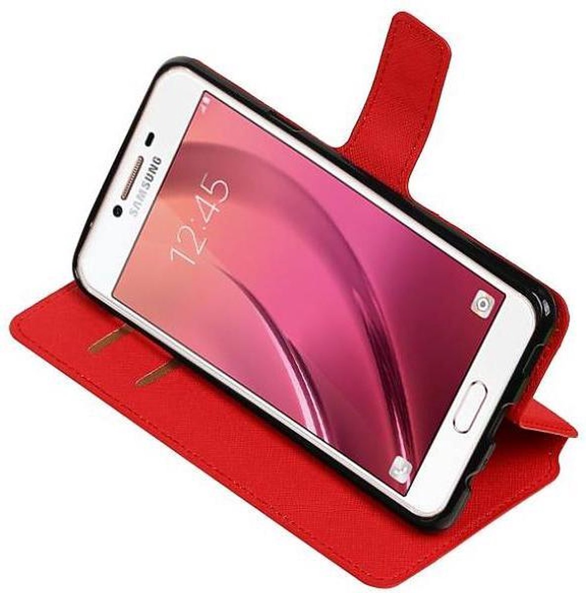 Cross Pattern TPU Bookstyle Wallet Case Hoesjes voor Galaxy C7 Rood