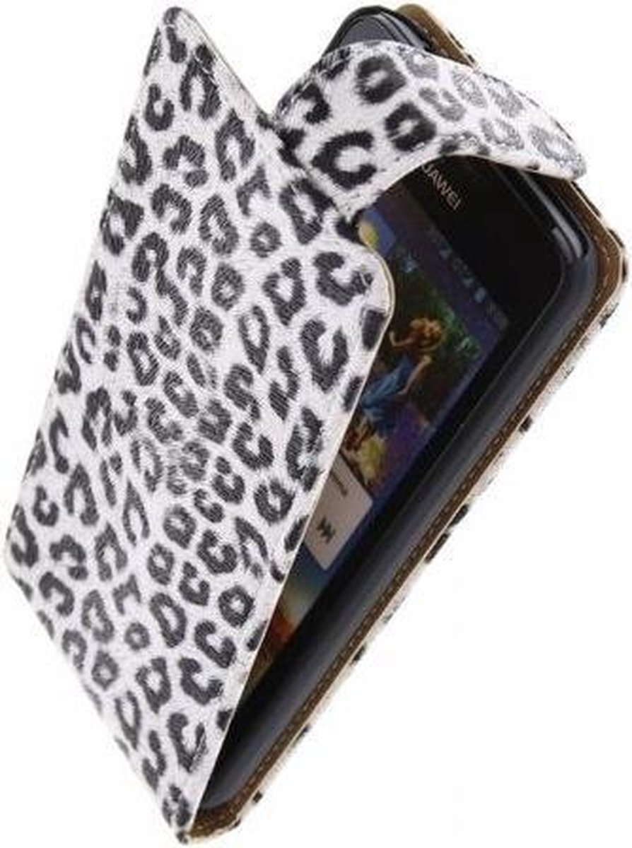 Samsung Galaxy S4 Mini - Luipaard Wit Classic Flipcase Hoesje