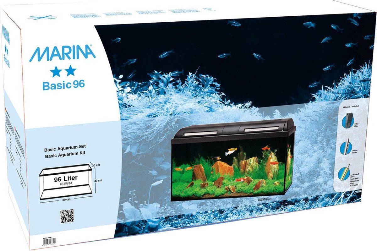 Marina Basic Aquarium - Zwart - 96L - 30 x 80 x 40 cm | bol.com