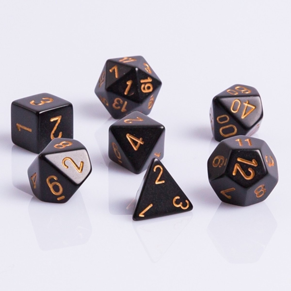 7-delige Polydice / dobbelstenen Set voor Dungeons & Dragons | Zwart met Goud