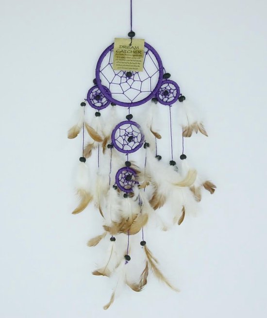 Dromenvanger / Dreamcatcher Ø9cm met kleintjes  - paars