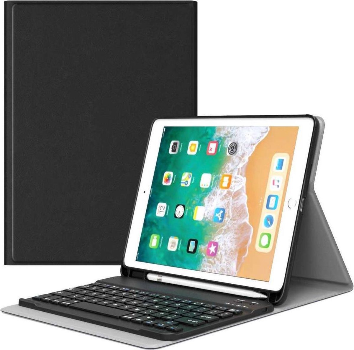 Apple iPad 9.7 (2017/2018) Bluetooth Keyboard Case Met Penhouder - Zwart - Just in Case