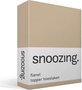 Snoozing - Flanel - Hoeslaken - Topper - Eenpersoons - 90/100x220 cm - Camel