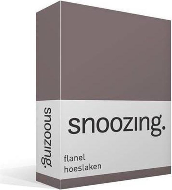 Snoozing - Flanel - Hoeslaken - Eenpersoons - 70x200 cm - Taupe