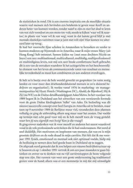 Pagina 11 uit een boek met tekst over persoonlijke ontwikkeling en levenservaringen.
