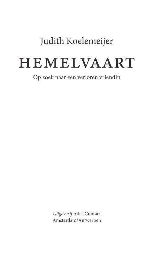 Titelpagina van 'Hemelvaart' door Judith Koelemeijer.