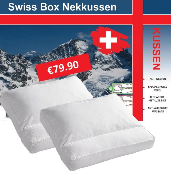 Swiss Box Nekkussen Set - Hoofdkussens - anti nekpijn kussens - 2 stuks - Hotelkussen - Hotel Kwaliteit