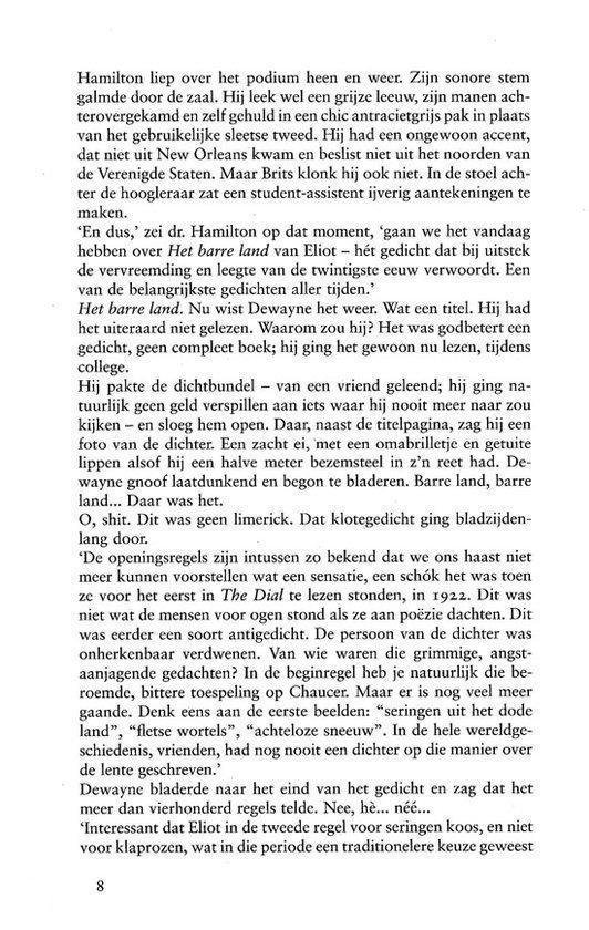 Tekstpagina 8 uit een boek over dr. Hamilton die een gedicht van Eliot bespreekt.