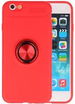 Softcase Telefoonhoesje - Geschikt voor iPhone 6 Hoesje met Ring Houder Rood