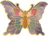 Behave® Dames broche vlinder paars emaille