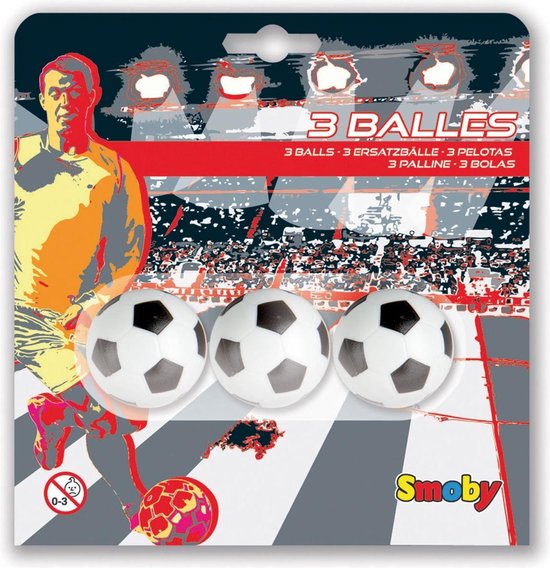 Thumbnail van een extra afbeelding van het spel Smoby Voetbaltafelbal - set van 3 stuks - plastic
