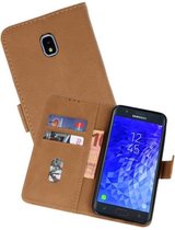 Hoesje Geschikt voor Samsung Galaxy J7 2018 - Kaarthouder Book Case Telefoonhoesje - Bruin