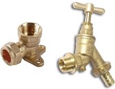 Waterkraan / Buitenkraan / Gevelkraan Koper 1/2" x 3/4" Met Adapter