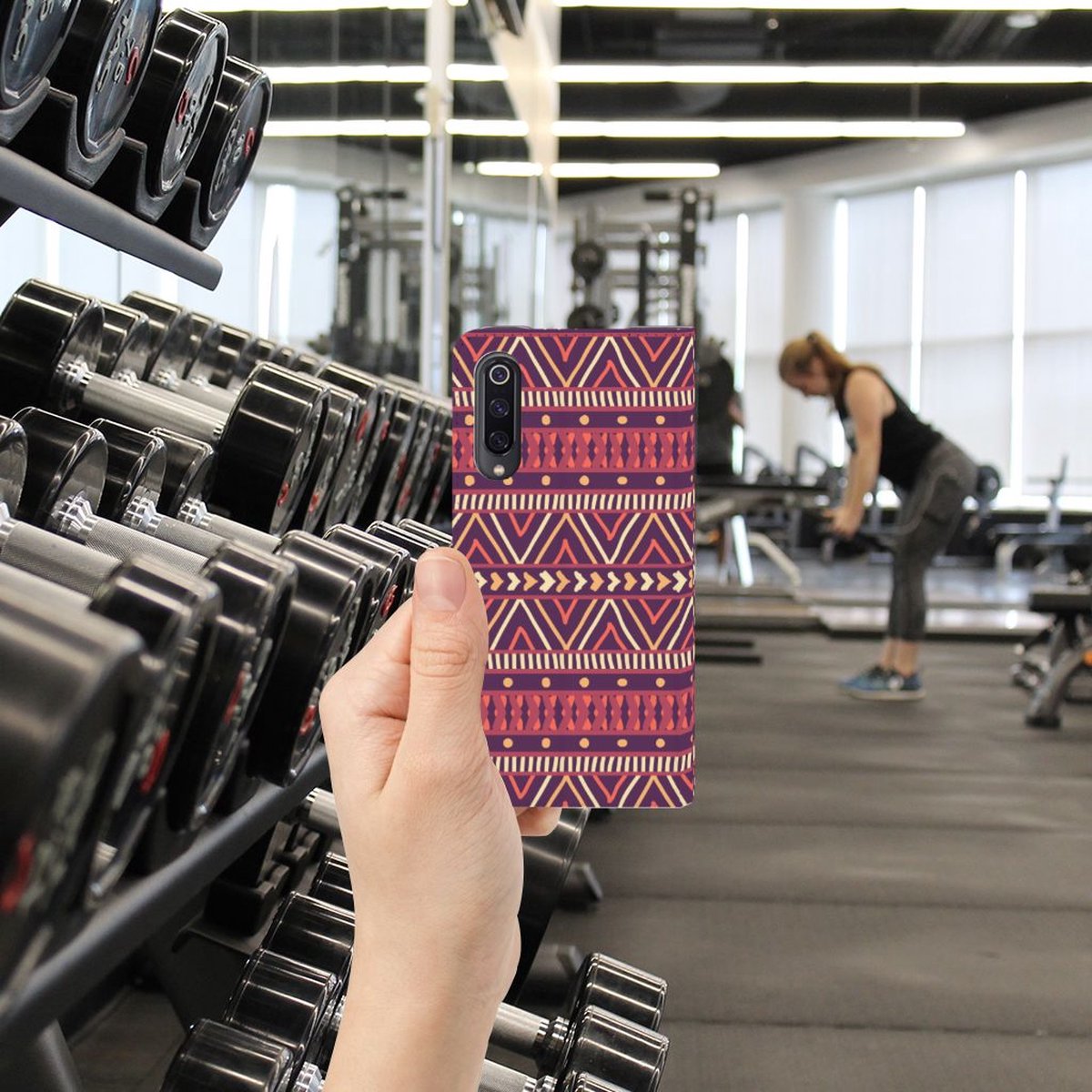 Xiaomi Mi 9 Hoesje met Magneet Aztec Paars