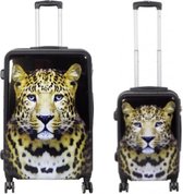 2 delig kofferset Polycarbonaat met unieke print - Leopard | 58cm - 78 cm | 149 Liter