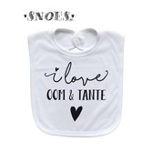 Slabbetje wit met tekst I love oom en tante Snoes