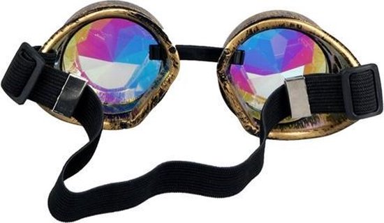 Caleidoscoop bril goggles Steampunk - brons - spacebril rave festival