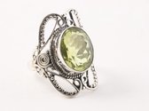 Bague ajourée en argent avec quartz citron - taille 18