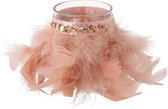 J-Line T-Lichthouder Veren Licht Roze Glas Transparant Small