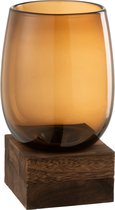 J-Line Vase Sur Pied Haut Glas/ Bois Marron Grand