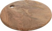 J-Line Planche à découper en bois de manguier, planche à découper ronde en bois naturel utilisable comme planche à pizza ou plat de service, aide de cuisine premium, brun, 30 cm
