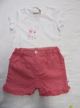 noukie's, ensemble de vêtements, fille, t-shirt blanc + rose courte, 18 mois 86