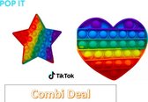 POP IT - pop it combi deal - 2 in 1 pakket pop it - Fidget Toy - Pop It Fidget Toys - regenboog hart - regenboog ster - rainbow hart- rainbow ster - tiktok - pop it hart + ster - pop it met m