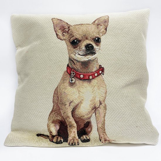 Kussenhoes - Chihuahua - Hondje - Hond - luxe Gobelinstof - 45 x 45 cm