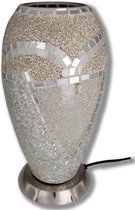 New Dutch - mozaïek glazen lamp - staand - 220 volt - creme/zilver 27 cm