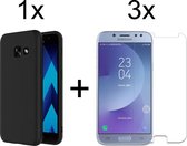 Samsung A5 2017 Hoesje - Samsung galaxy A5 2017 hoesje zwart siliconen case hoes cover hoesjes - 3x Samsung A5 2017 screenprotector