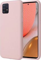 Samsung Galaxy A72 Hoesje - Matte Back Cover Microvezel Siliconen Case Hoes Roze