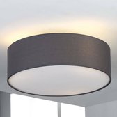 Lindby - plafondlamp - 3 lichts - stof, metaal - H: 17 cm - E27 - grijs, wit, mat nikkel