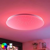 Lucande - Slimme plafondlamp - RGB - met dimmer - 1licht - kunststof - H: 10 cm - wit - Inclusief lichtbron
