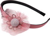 Jessidress Haarband Sterke Haar Diadeem met kleine bloem - Donker Roze