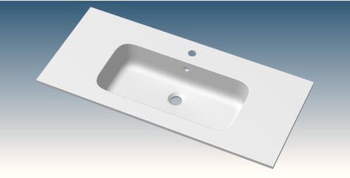 Nemo Go Paco meubelwastafel 100x45x1.5cm 1 geïntegreerde wasbak 1 kraangat kunstmarmer wit mat