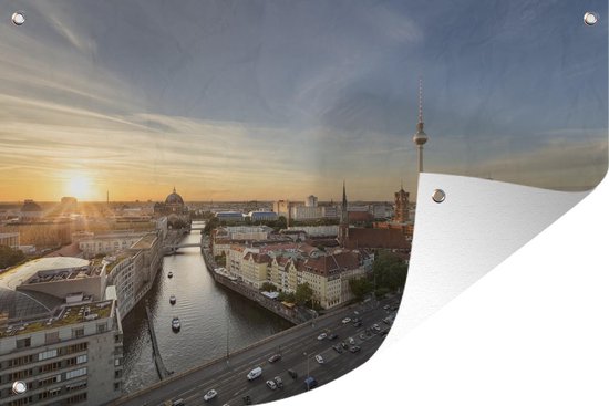 Tuinposter - Tuindoek - Tuinposters buiten - Water - Architectuur - Zon - Berlijn - 120x80 cm - Tuin