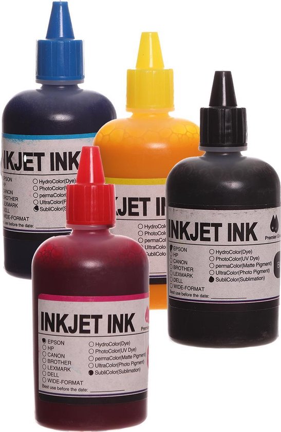 gebruik veronderstellen Als reactie op de Set van 4 kleuren hobby inkt voor Sublimatie CMYK 100ml | bol.com