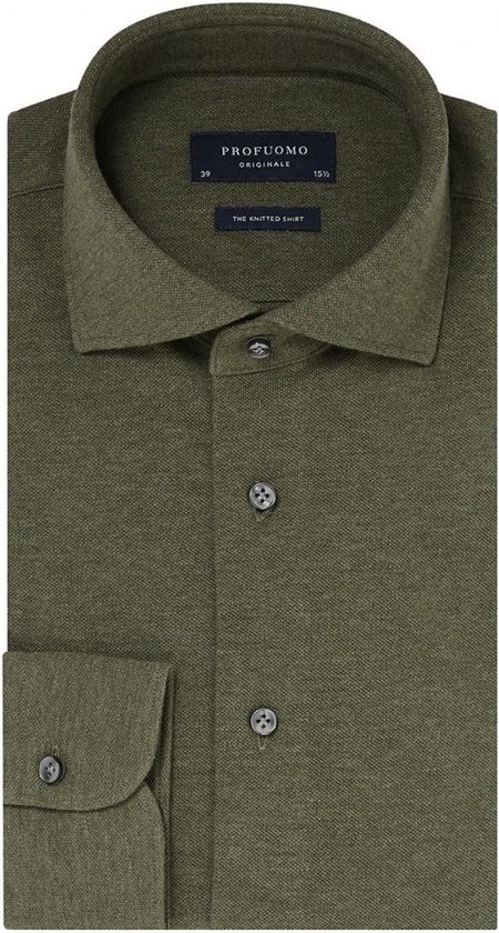 Profuomo - Overhemd Knitted Groen - 45 - Heren - Slim-fit