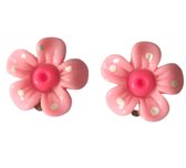Clip oorbellen-  Bloem- licht roze-kinderen-Charme Bijoux
