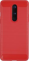 BMAX Carbon soft case hoesje geschikt voor OnePlus 8 / Soft cover / Telefoonhoesje / Beschermhoesje / Telefoonbescherming - Rood