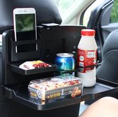 Universele auto eettafel voor de achterbank, veelzijdig inklapbaar, met beker- en flessenhouder, organizer voor mobiele telefoon voor in de auto - zwart