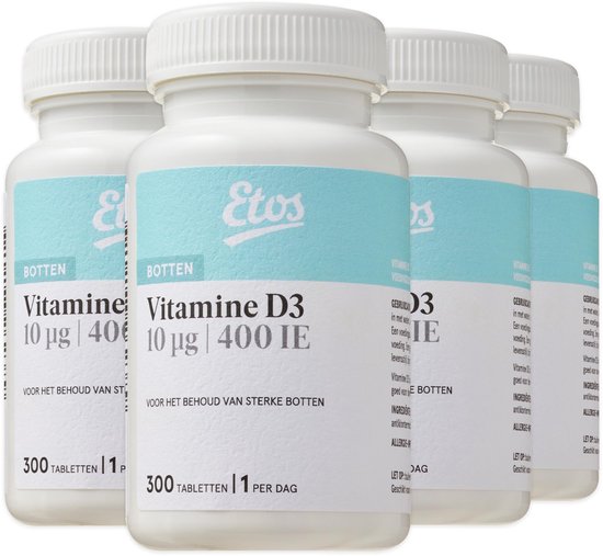 klok overhemd toilet Etos Vitamine D3 10 µg - 1200 tabletten ( 4 x 300) - familie verpakking |  bol.com
