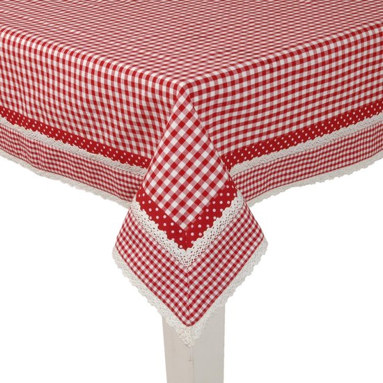 Tafelkleed - Geruit - 100% Katoen - Rood / Wit - 150 x 250 cm - Clayre & Eef